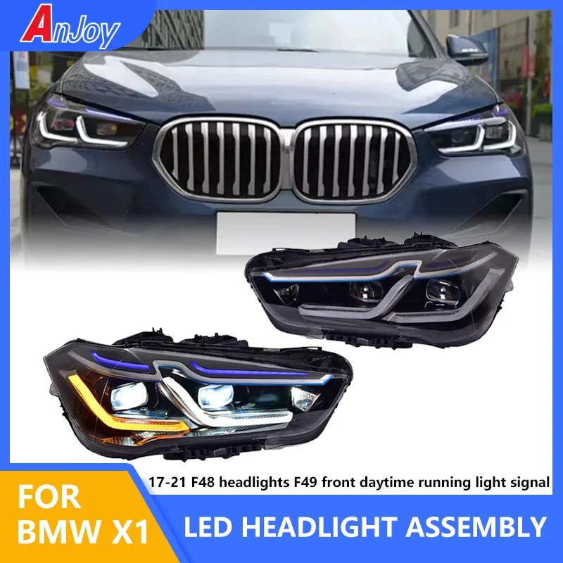 1Pair Car Lights for BMW X1 LED Headlight Porjector Lens 2017-2021 F48 Head Lamp F49 Front DRL Sign