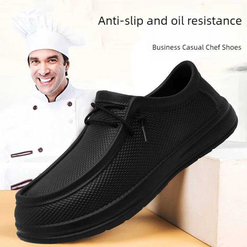 C Hotel Chef Shoes Four Season Soft Sole Anti-Skid Oil-Proof Men Plus Size Kitchen Work Shoes Garde