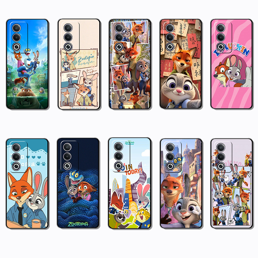 สําหรับOPPO A76 A78 A83 A91 A92 A93 A3 3AX A60 A40 H12 Zootopia 2 SleekสีดําBorder TPUกรณี | ดีไซน์ม