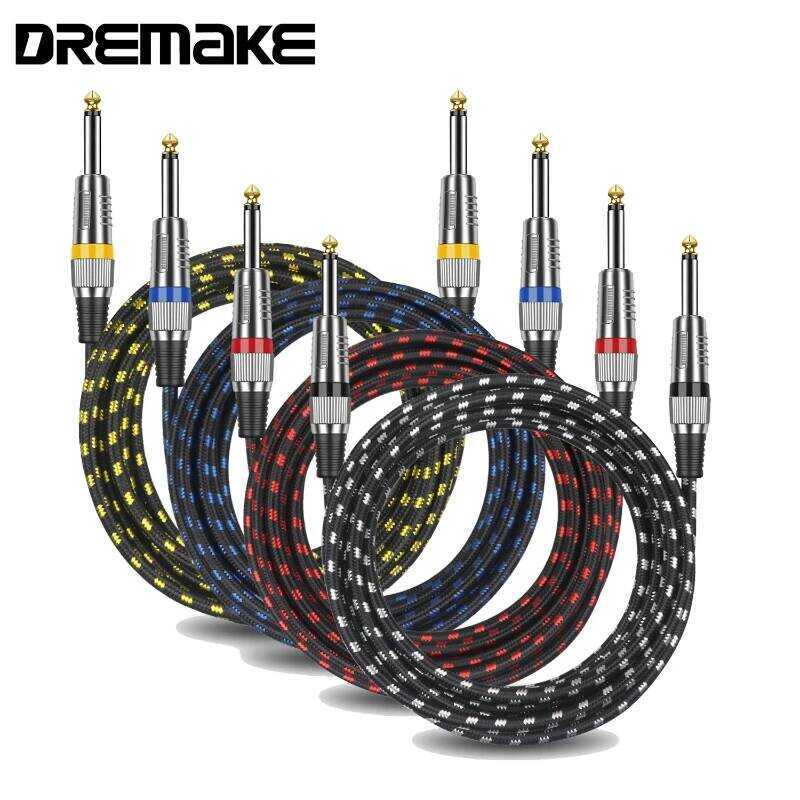 C 2 Pack 6.35 To 6.35 Guitar Cable 6.35 1/4 Inch Mono Jack 6.5Mm To 6.5Mm Audio Instrument Wire For