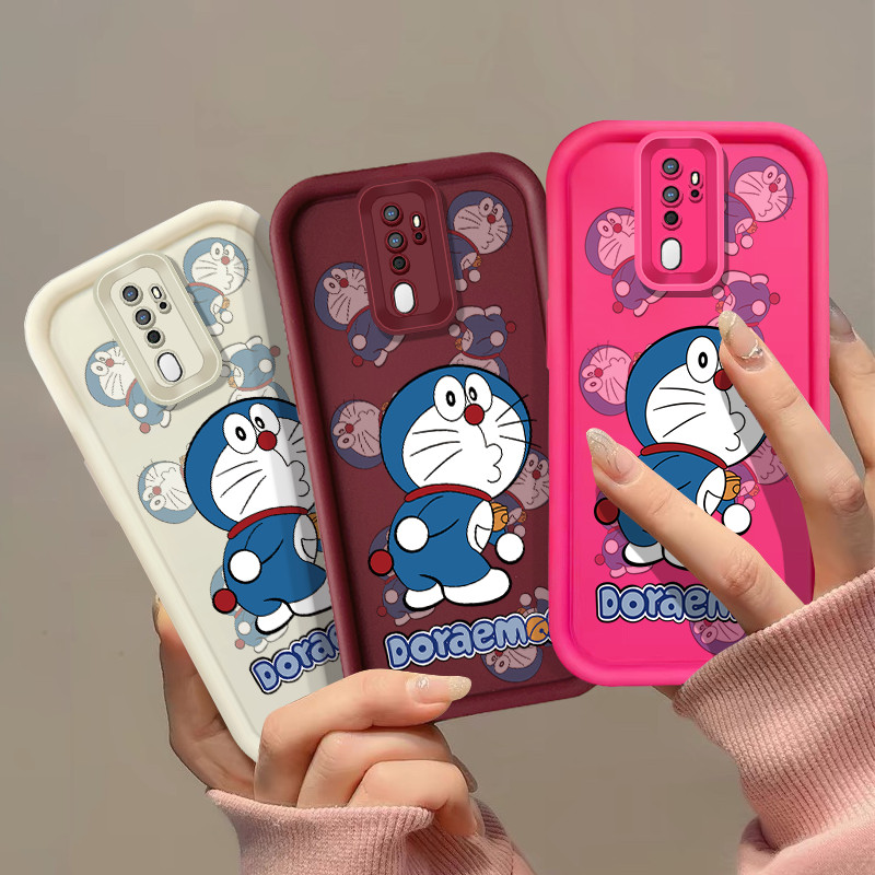 การ์ตูนน่ารัก Kiss Doraemon เคสโทรศัพท์สําหรับ OPPO A3S A5S A7 A9 2020 A15 A15S A16 A16S A17K A18 A1