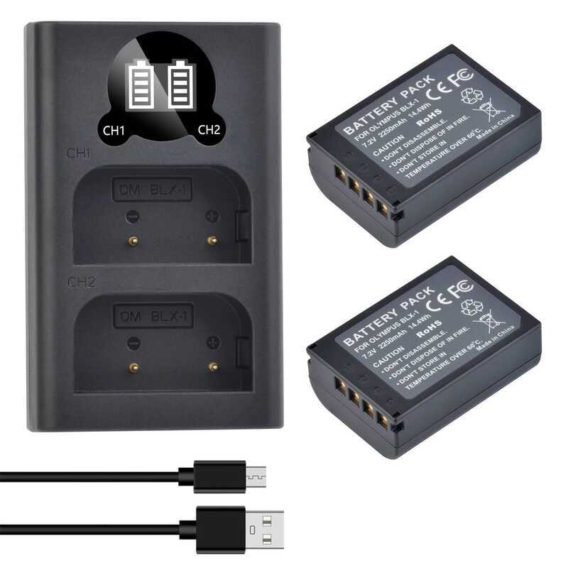 C For Olympus Blx-1 Blx1 Camera Battery + LED Dual USB Charger For Olympus Om-1 Om1