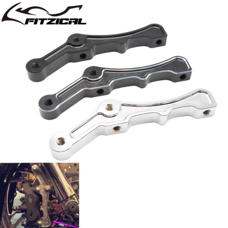 Motorcycle Radial Brake Caliper Bracket Front Disc Brake Caliper Mount Black/Chrome For Harley Dyna