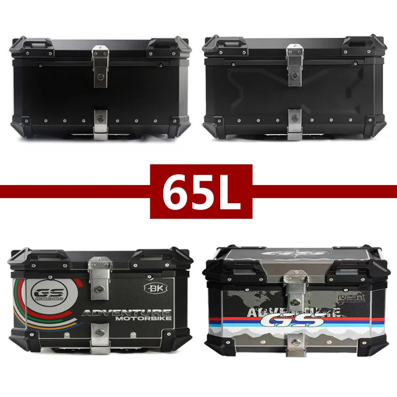 65L Motorcycle Aluminum Box Top Case Moto 65L Rear Luggage Trunk Large Capacity Motorcycle Tail Box