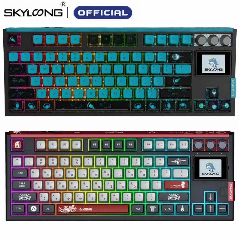 SKYLOONG GK87 PRO Spartan คีย์บอร์ด PBT Hot Swap ลูกบิด RGB Backlit ปะเก็น Gamer 2.4G บลูทูธไร้สาย G