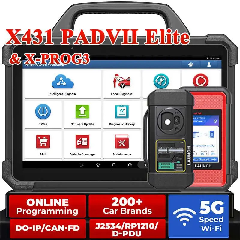 New LAUNCH X431 PAD 7 & X-PROG3 Set Automotive Diagnostic Tool PADVII All Key Lost Key Programmer I
