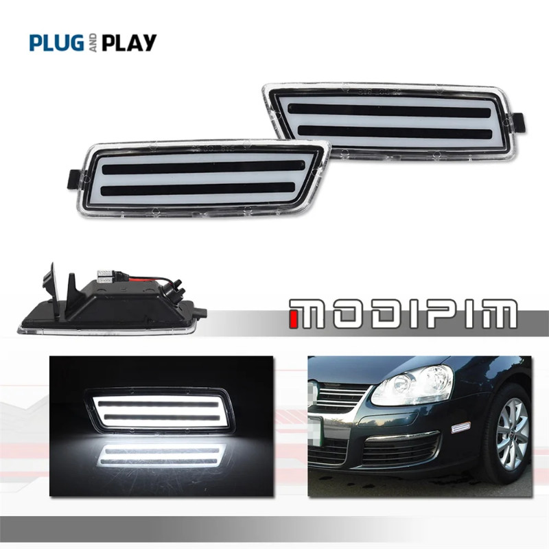 Amber / White LED Car Front Fender Flare Side Maker Parking Lights For VW Volkswagen MK5 Golf/GTI R