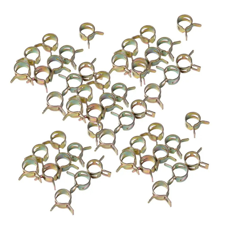 100Pcs 6-15mm Spring Hose Clips - Air - Water -Gas-Oil Hose Pipe Clamps