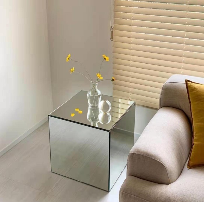 Acrylic edge table furniture, minimalist square glass mirror tea table, bedside table, blogger, sam