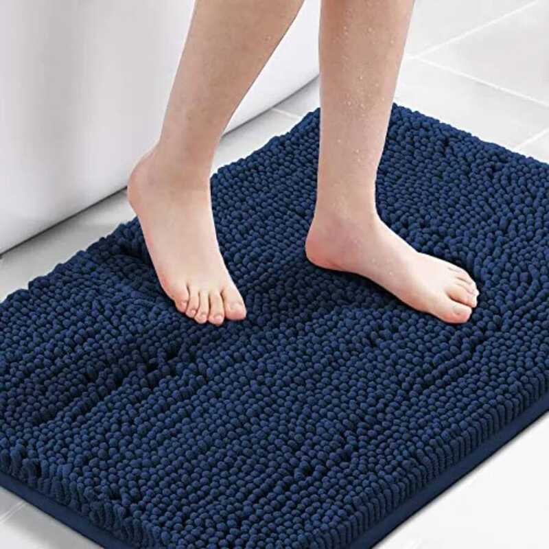 C C Navy Blue Bath Rug Bath Mat Non Slip Bath Mats For Bathroom Or Bathroom Rug Extra Thick Chenill