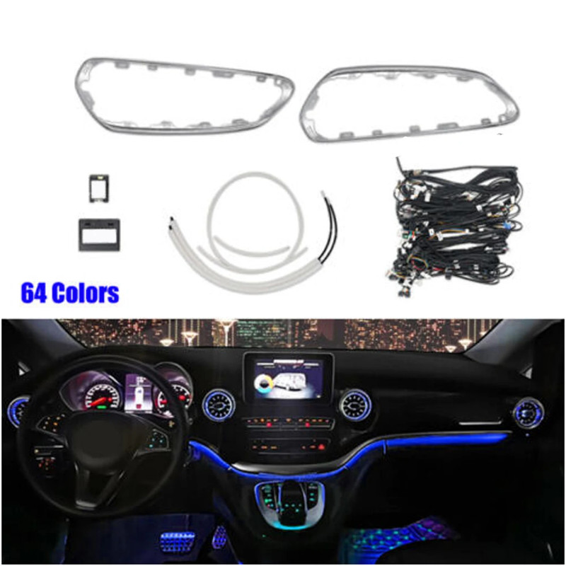 1Set 64 Colors LED Ambient Light Atmosphere Lamp Set For Mercedes-Benz V Class W447 Car Engine Repl