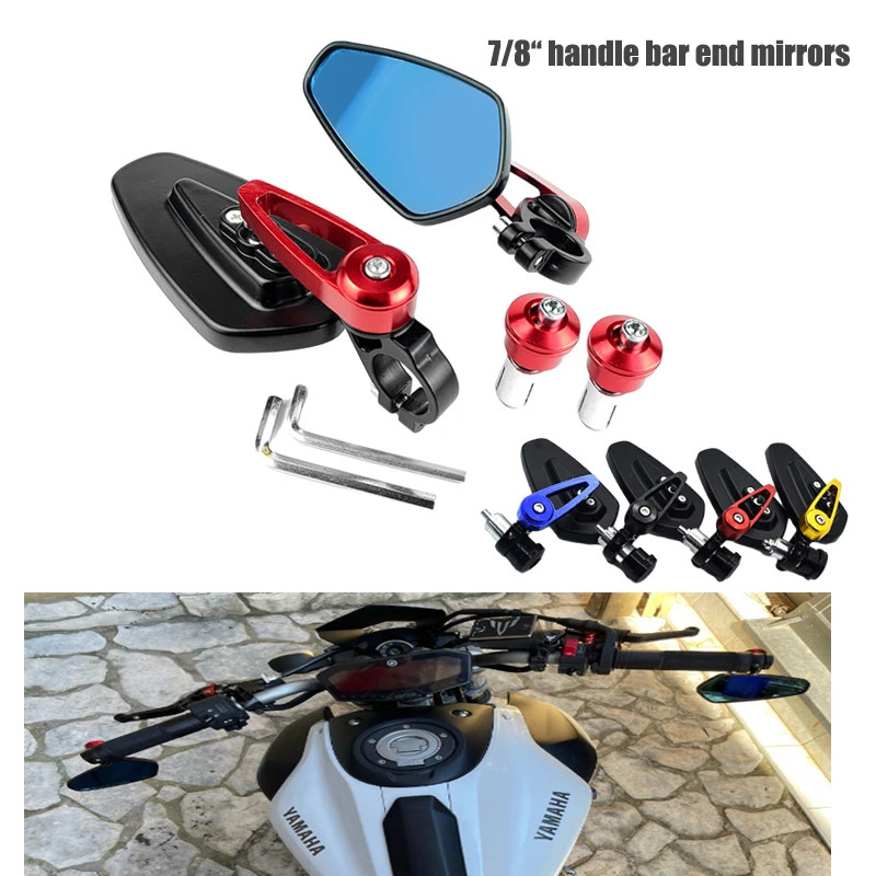 7/8"22mm Handle Bar End Mirrors For YAMAHA MT09 MT 09 MT-09 R1 R6 R15 R25 R1 6 Rearview Mirror Hand