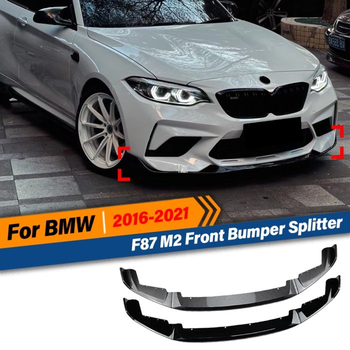 For BMW F87 M2 2016 2017 2018 2019 2020 2021 CS Style Front Bumper Splitter Lip Guard Protector Tri
