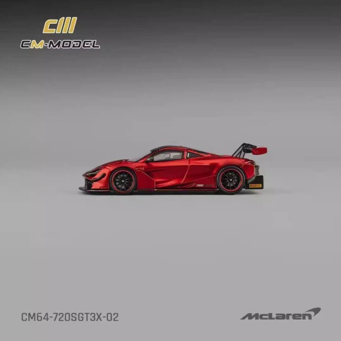 พร้อมสต็อก CM 1: 64 McLaren Mclaren 720S GT3X Bright Black/Metal Red Alloy Car Model