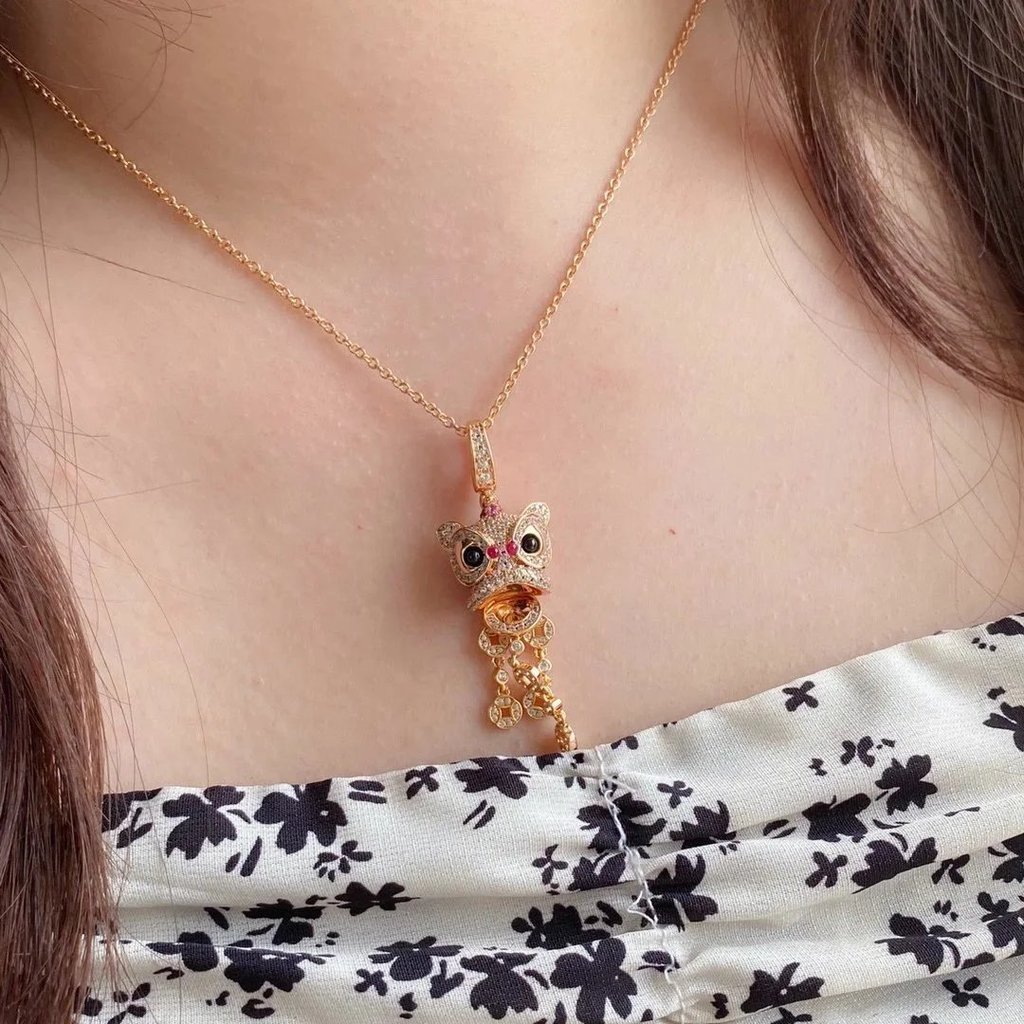 Kitty Kitty Kitty Luxury Little Lion Gold สร้อยคอฝังสร้อยคอคาร์บอน q เชี่ยวชาญใน Global k Electropl