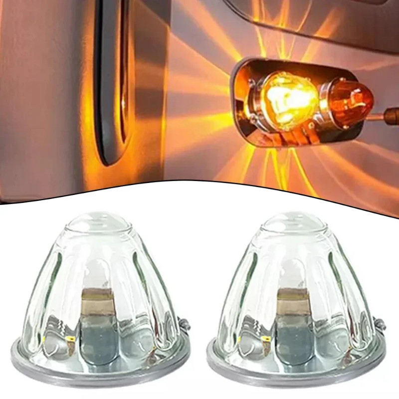 1 Pair Amber Watermelon Light Glass Kit Clear Lens With 1156 LED Bulb Incandescent Lamp For Truck C