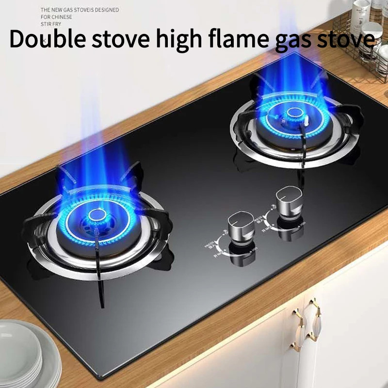 Dual Stove Gas Stove Household Embedded Natural Gas LPG Stove Fierce Fire Stove Desktop Dual-Use Ki