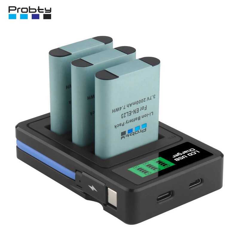C 2000Mah En-El23 EN El23 Battery And LCD 3 Slot Charger For Nikon Coolpix B700 P610s P600 P00s S81