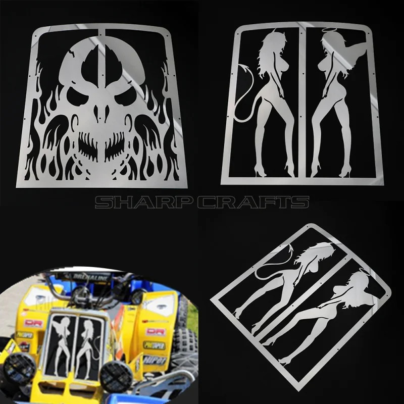 High Quality Motorcycle Skull Flame & Girl Radiator Grill Cover Guard Protector For YAMAHA Banshee