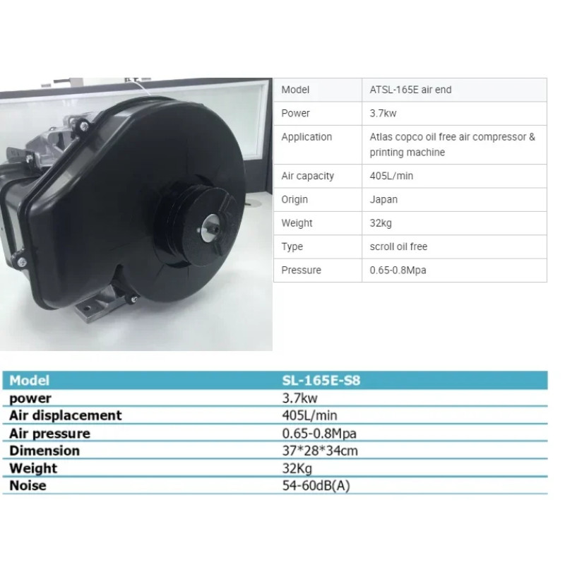 Oil-free scroll air compressor parts air end for scroll air compressor 3.7kw 405L/min