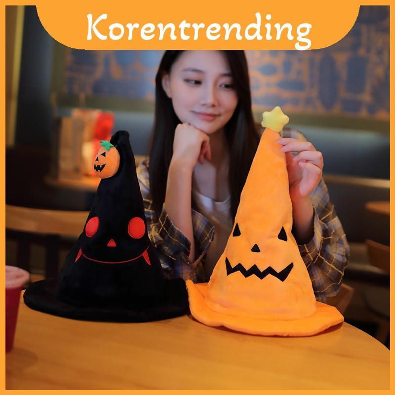 ฟักทองไฟฟ้าฮาโลวีนเอลฟ์หมวกผีเทศกาลพรรคเครื่องแต่งกายของเล่นตุ๊กตาสีเหลืองสีดํา 303040ซม. 303040ซม.
