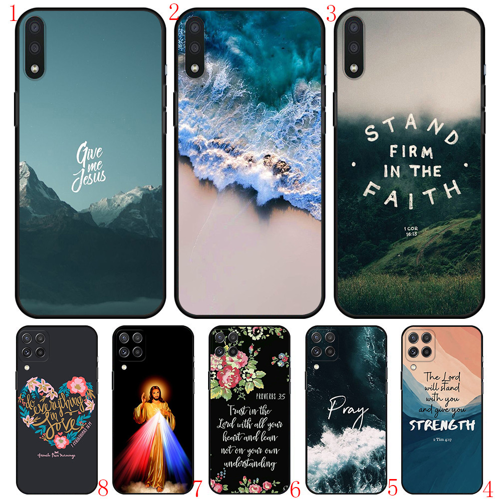 OPPO A94 A57 A77 A96 F5 F7 F9 Pro A7X A73 F11 Pro R9 s F1 Plus A9 2019 P2 พระคัมภีร์พระเยซูนุ่มสีดํา