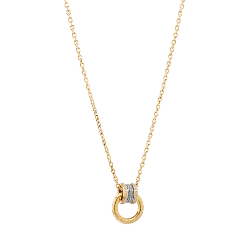 CHARRIOL สร้อยคอ 08-104-1139-44 Yellow gold PVD thin chain Zirconia Stone 42 Forever Embrace neckla