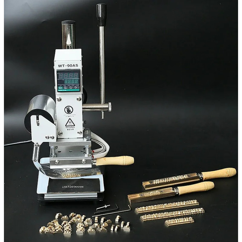 Hot Stamping Machine, Manual Embossing Machine, Numbers and Letters, Copper Mould with 7 Types Font