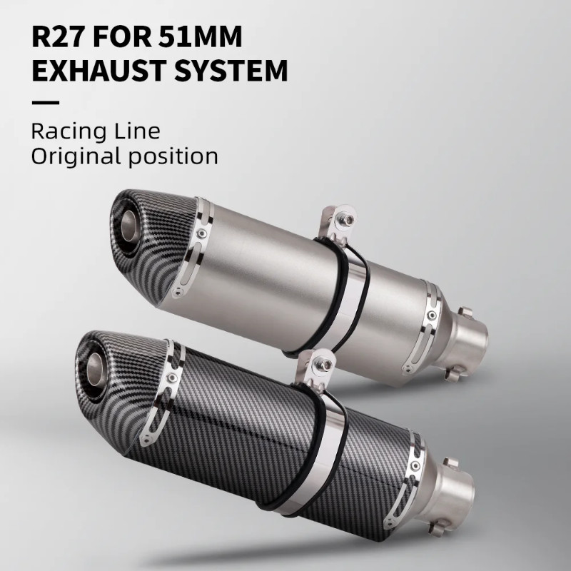 R27 for ZX6R ZX10 Z900 Z1000 CBR1000 Z750 R1 S1000RR PCX125 R27 General Motorcycle Exhaust Exit Sil