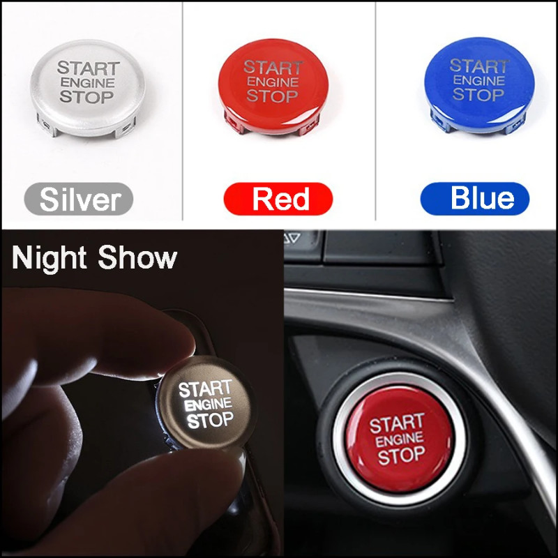 Wooeight ABS Silver Blue Red Car Interior Start Engine Stop Cover Sticker Fit for Alfa Romeo Giulia