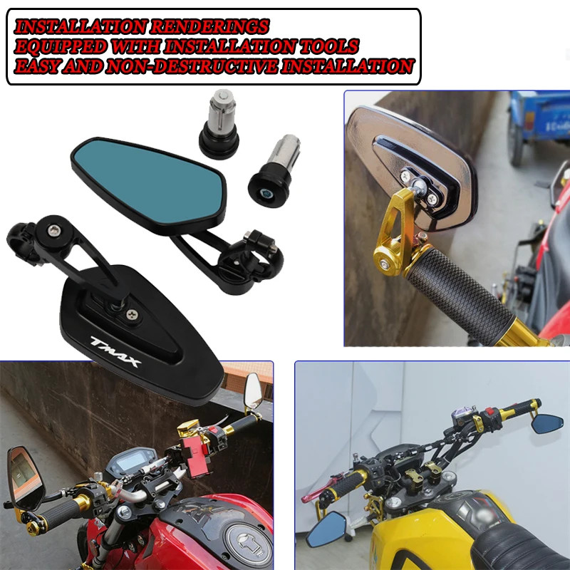 For  TMAX500 TMAX530 TMAX560 TMAX 500 TMAX 530 TMAX 560 Motorcycle Handle Insertion Rearview Mirror
