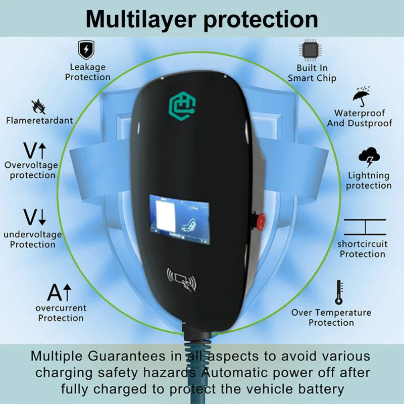 32A 7.6kw 4.3 inches screen electronic vehicle charger US standard charging station 4Gcard swiping