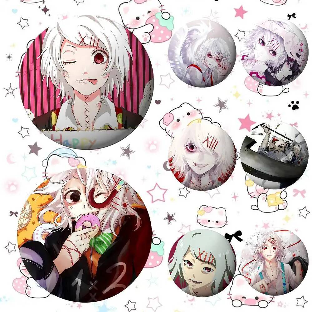 การ์ตูน J-Juuzou S-Suzuya ป้ายอุปกรณ์ต่อพ่วง Lapel Pins Tinplate รอบเข็มกลัดสําหรับไหล่กระเป๋าอุปกรณ