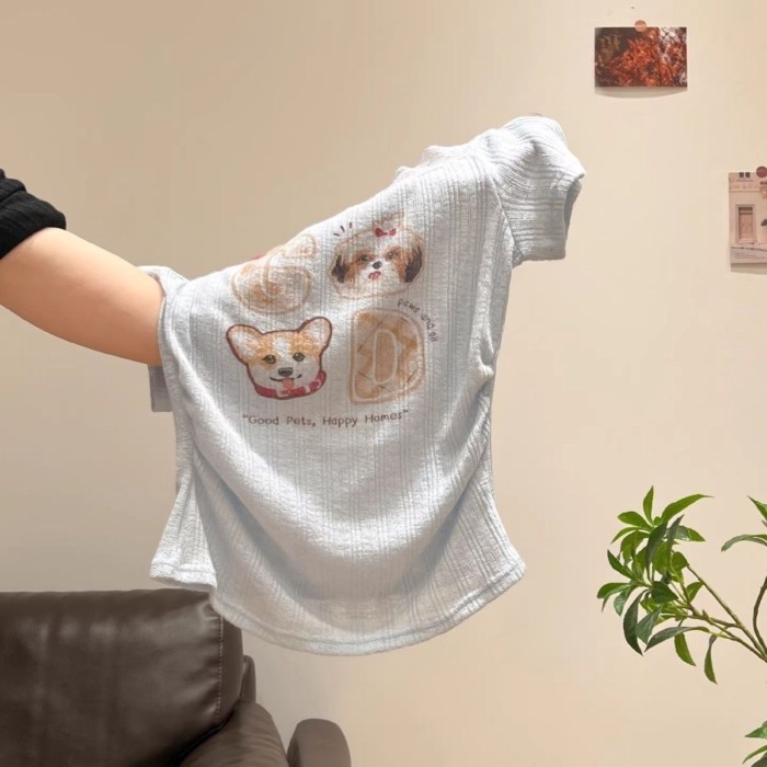 เสื้อยืดผู้หญิงทรงกระชับเทรนด์ใหม่ พิมพ์ลายแอปริคอทสุนัข รูปที่ 7