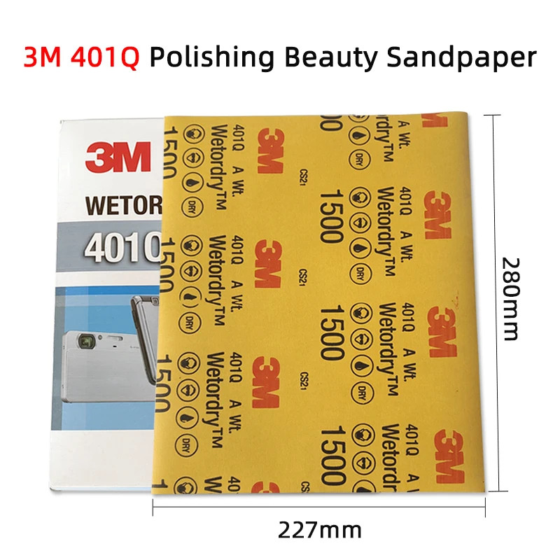 3M 401Q Beauty Sandpaper 1500/2500 Grit 227×280mm Car Paint Surface Scratch Repair Beauty Polishing