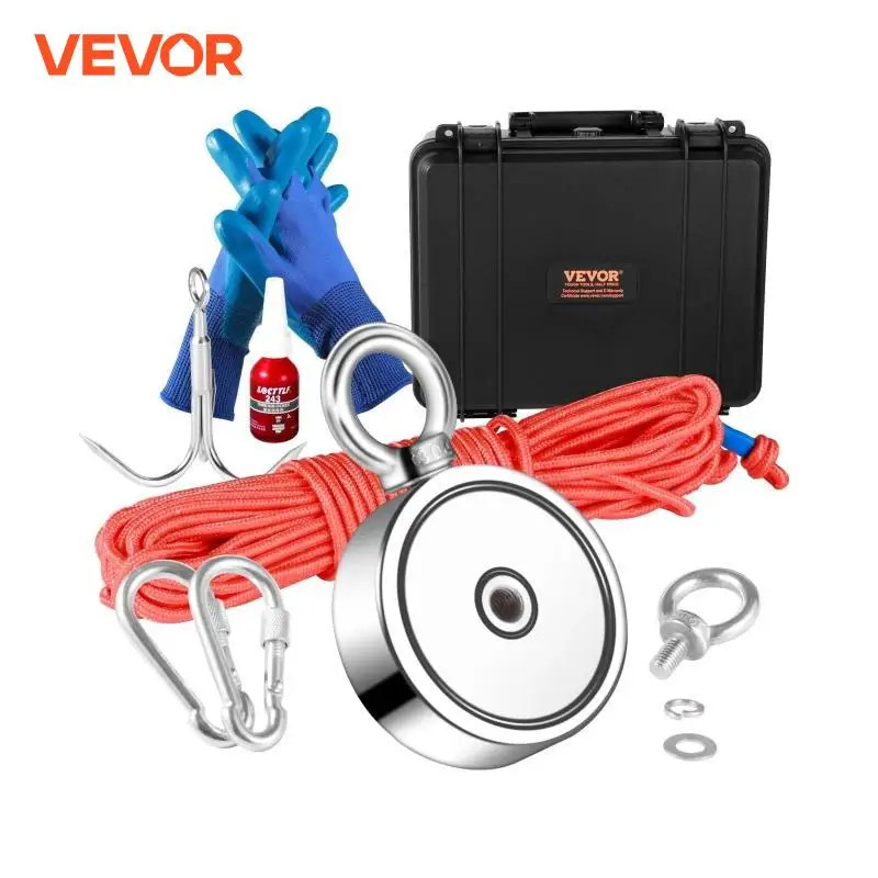 VEVOR Magnet Fishing Kit 1200lbs Double Sided Fishing Magnets 2.95 Diameter Strong Neodymium Magnet
