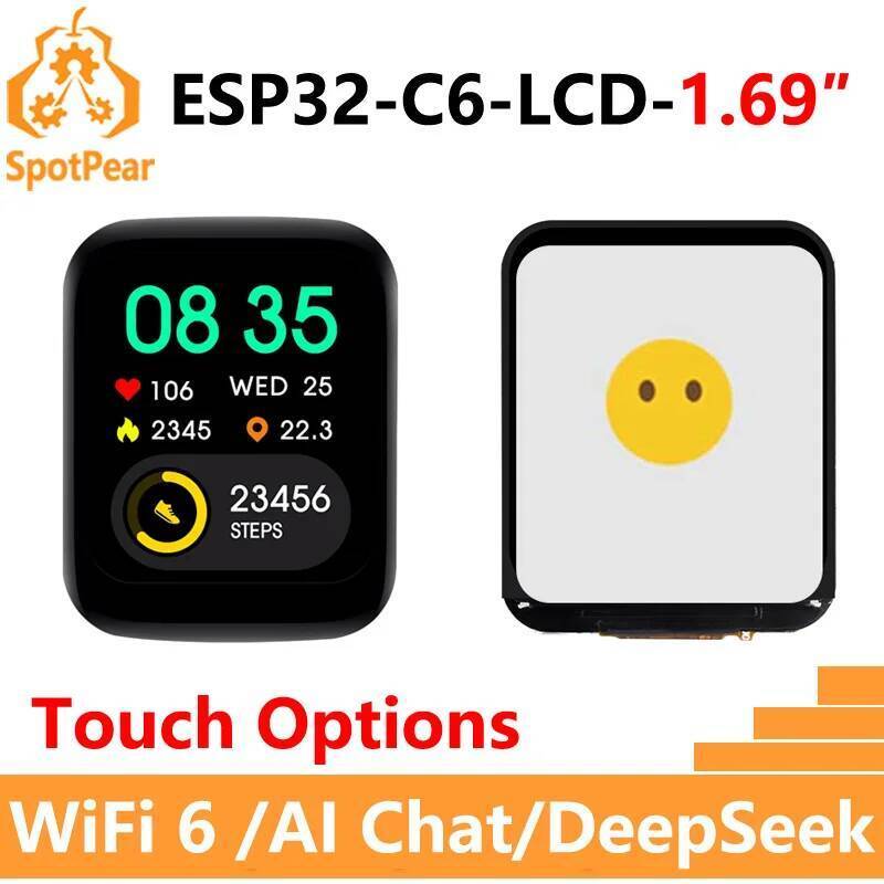 Waveshare ESP32-C6 1.69 นิ้ว Touch LCD Option DeepSeek AI Voice Chat 1.69 นิ้วจอแสดงผล 240x280 Touch