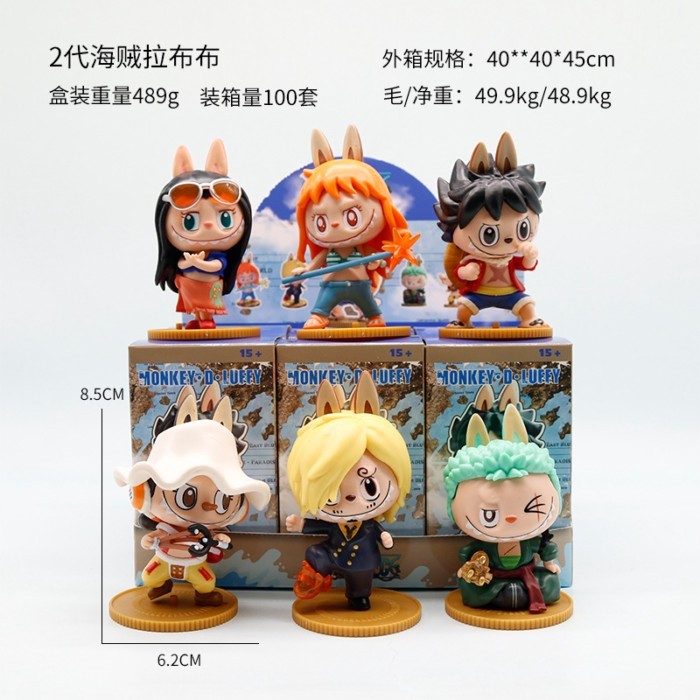 ขายร้อน LABUBU One Piece Series อินเทรนด์เล่น Mystery Box One Piece LABUBU รูปสํานักงานตุ๊กตารถของเล