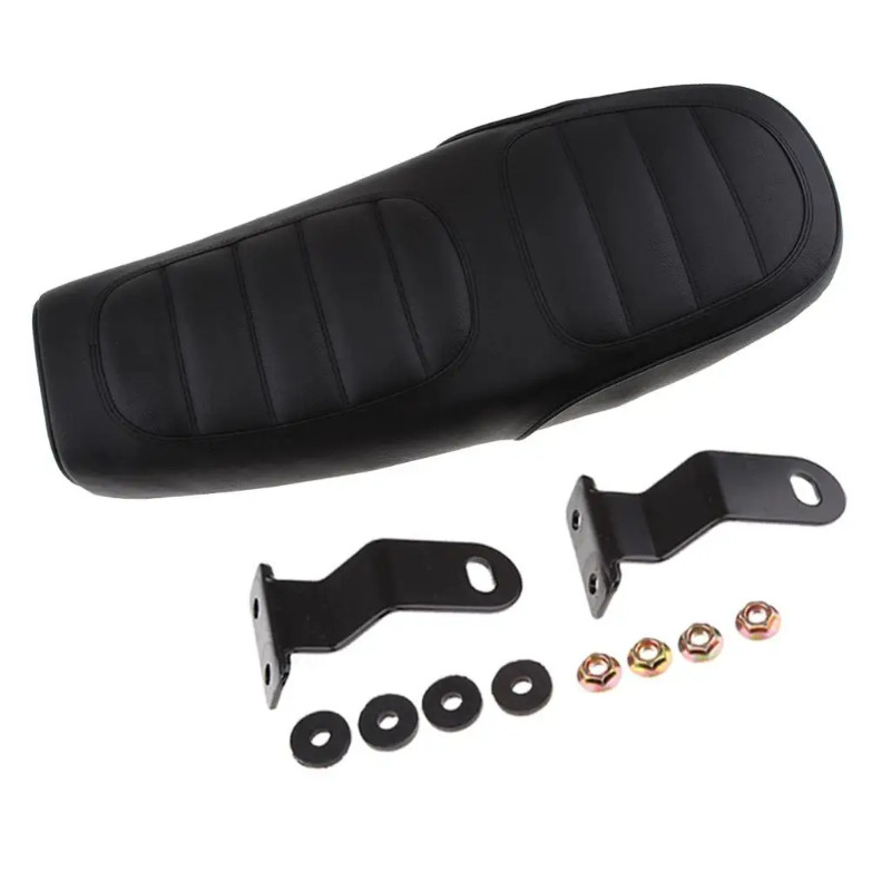 63cm Cafe Racer Vintage Seat Flat Style Cushion w/ Mount Bracket Black