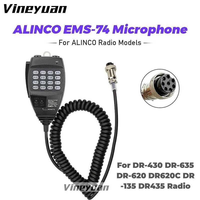 ALINCO ไมโครโฟน EMS-74 แบบมีไฟแบ็คไลท์ 8 พิน พร้อมระบบ DTMF สำหรับวิทยุสื่อสาร Alinco รุ่น DR-4