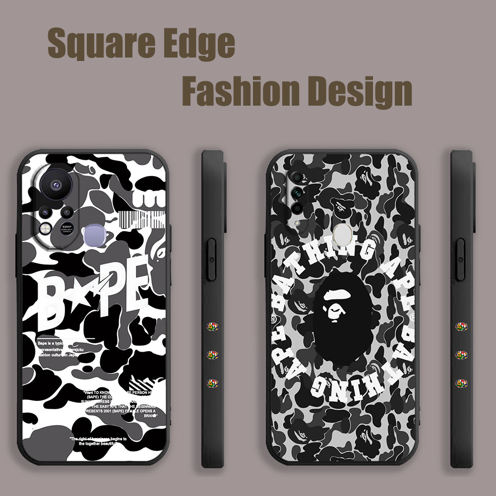 ปลอกสําหรับ OPPO A53 A76 Reno6z A95 Lite A96 A77 X5 Pro Reno 7 Reno 8 สุดยอด BAPE LOGO Retro Camoufl