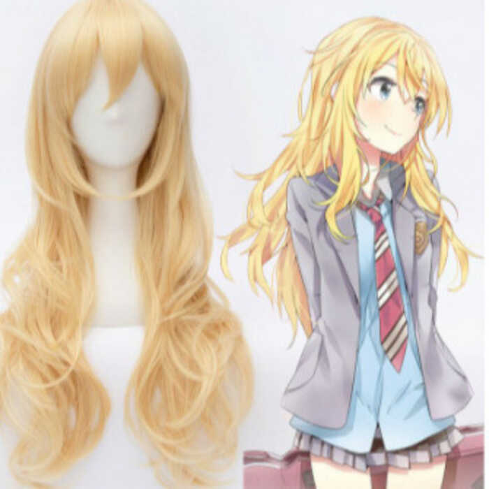 วิกผมจำลองทรงอนิเมะแบบหยิกสีทองสำหรับ cosplay Kaoru Miyahara