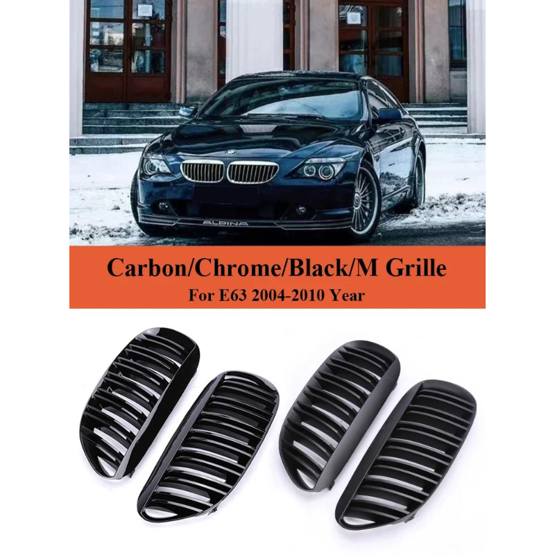 For BMW 6 Series E63 E64 2004-2010 M6 Front Kidney Radiator Grill Bumper Fcelift Matte Black Grille