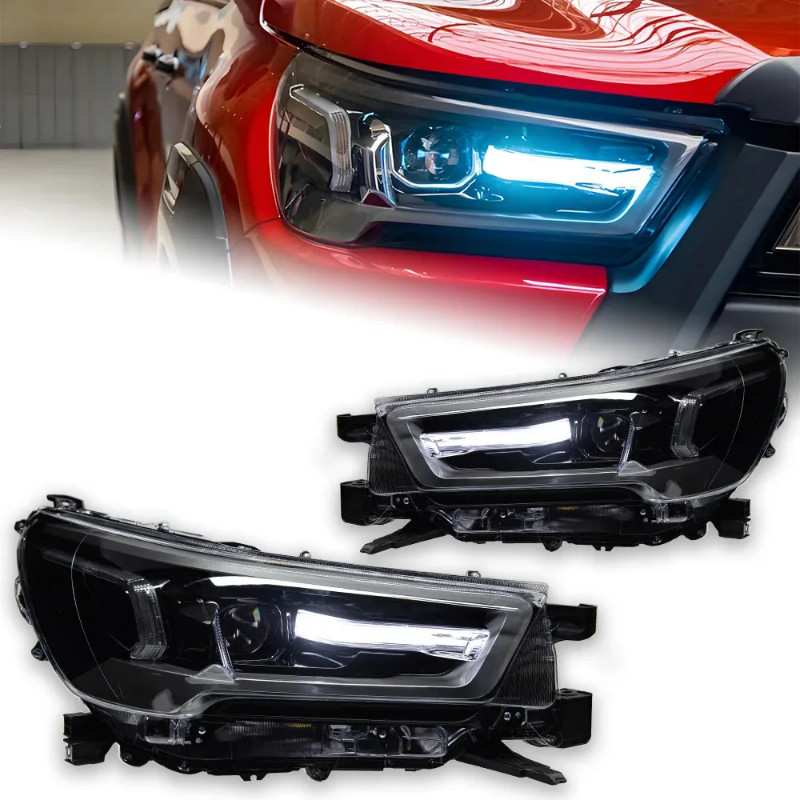 For Toyota Hilux 21-24 Model Plug and Play Headlight Assembly Retrofit LED Headlight Direction Indi