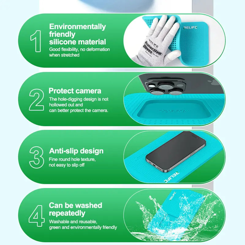 RELIFE RL-004DM Mobile Phone Special Film Professional Anti-slip Silicone Pad Good Flexibility Mat