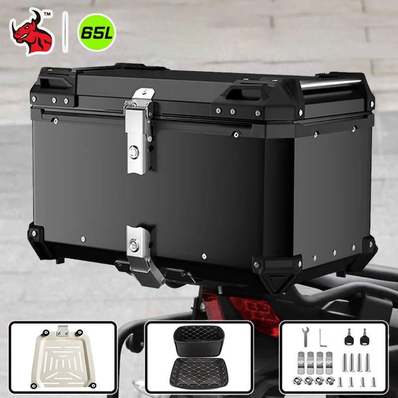 Universal Motorcycle Top Box Case 36L-65L Aluminum Luggage Tail Box Waterproof Storage For Scooter