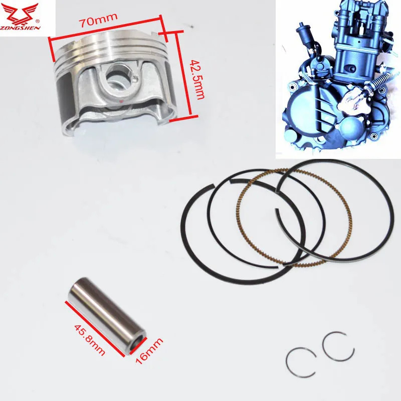zongshen cb250 4 valve ring piston pin set piston kit 70mm ZS170MM  xmotos apollo KAYO T4 250cc 4 v