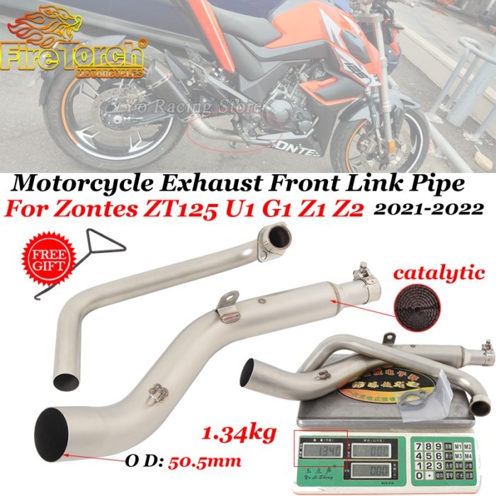 For Zontes ZT125 U1 G1 Z1 Z2 2021 2022 Motorcycle Exhaust Escape Motocross System Front Link Pipe C