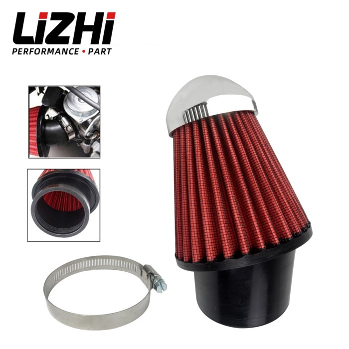 LIZHI RACING - Neck 62mm Professional Motorcycles Mushroom Head Air Intake Filter Cleaner RED LZ-AI