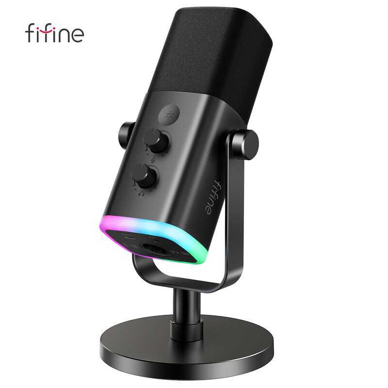 C FIFINE Usb/Xlr Dynamic Microphone With Touch Mute Button,Headphone Jack,I/O Controls,For PC Ps5/4